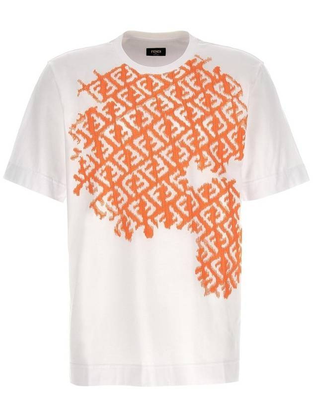 Luxury Fendi Embroidered FF Crew Neck Oversized Short Sleeve T-Shirt White