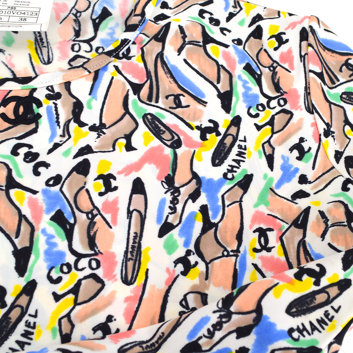 Chanel spring 1995 shoe-print cropped top #38