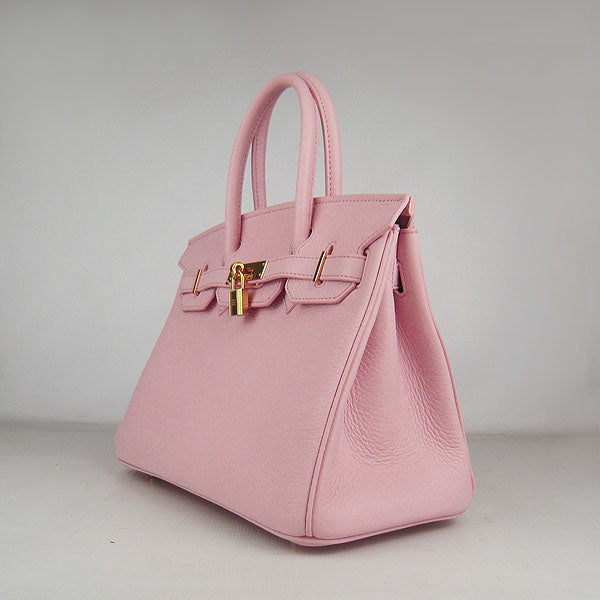 Luxury Hermes Birkin 30cm Togo Leather Handbags Pink Golden