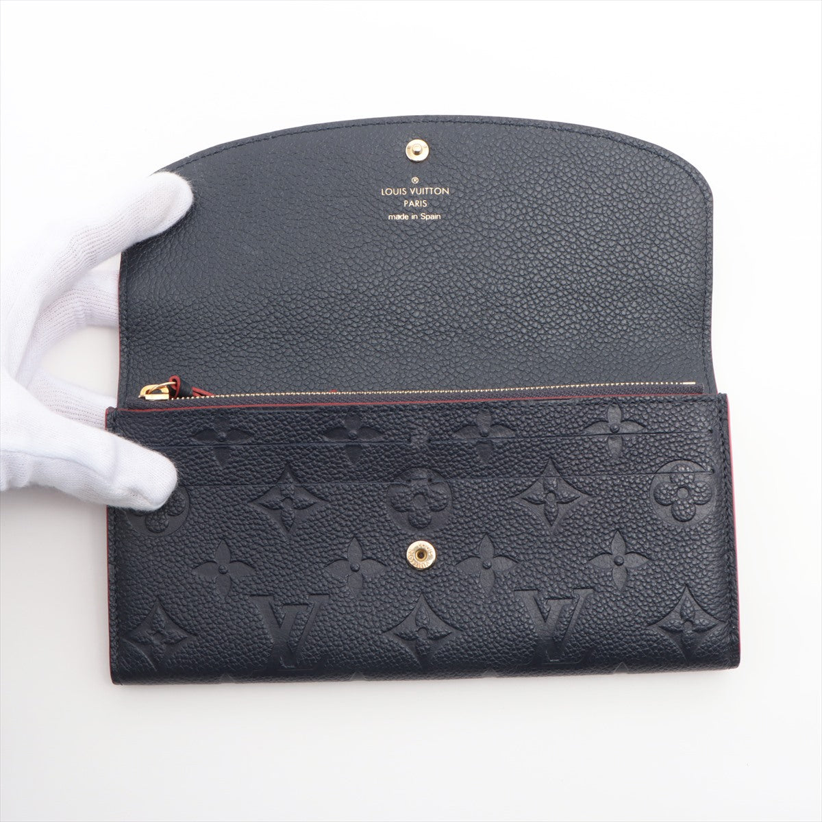 Louis Vuitton Monogram Emplant Portfolio Emily M69417 Marine Rouge Long  Reaction Wallet