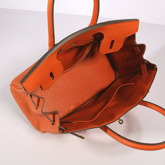 Luxury Hermes 30cm Birkin Bag Togo Leather with Strap Orange Gold