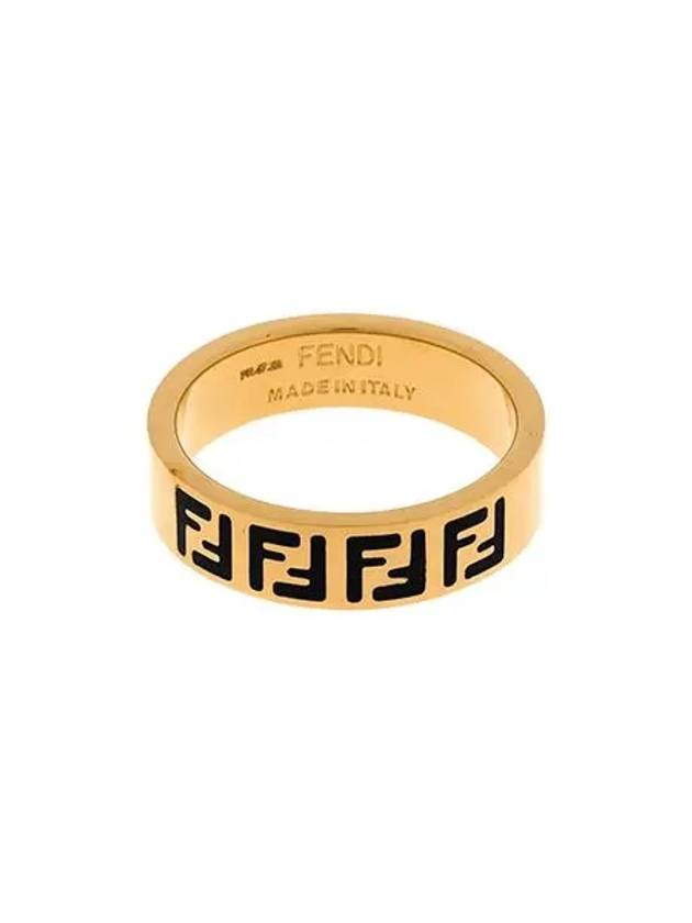 Luxury Fendi FF Logo Band Ring Gold