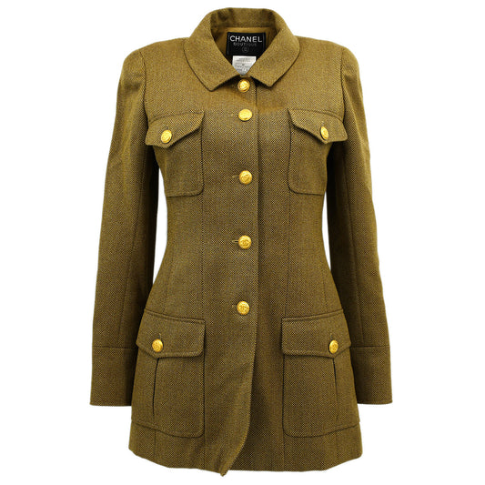 Chanel Single Breasted Jacket Brown 96A #38