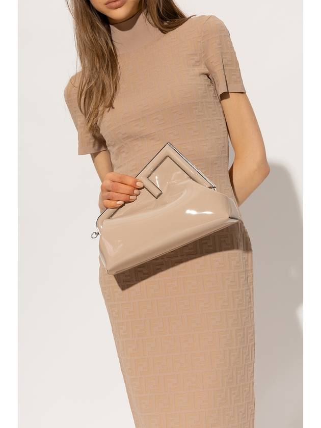 Luxury Fendi First Midi Clutch Bag Beige