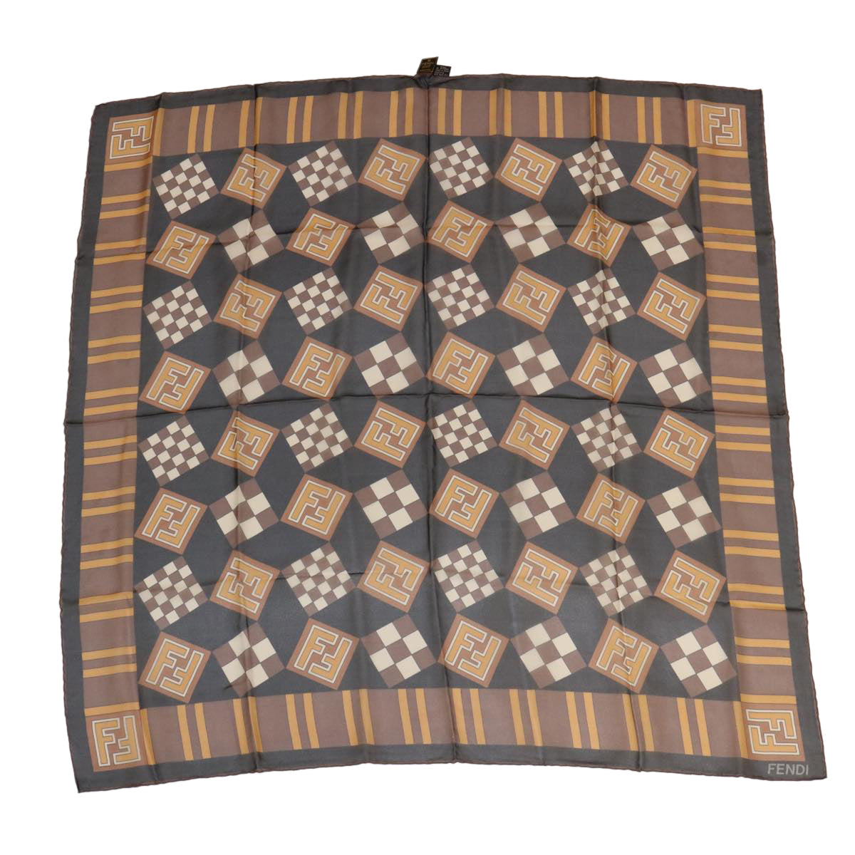Luxury FendiZucca Scarf Silk Brown Blackac1750