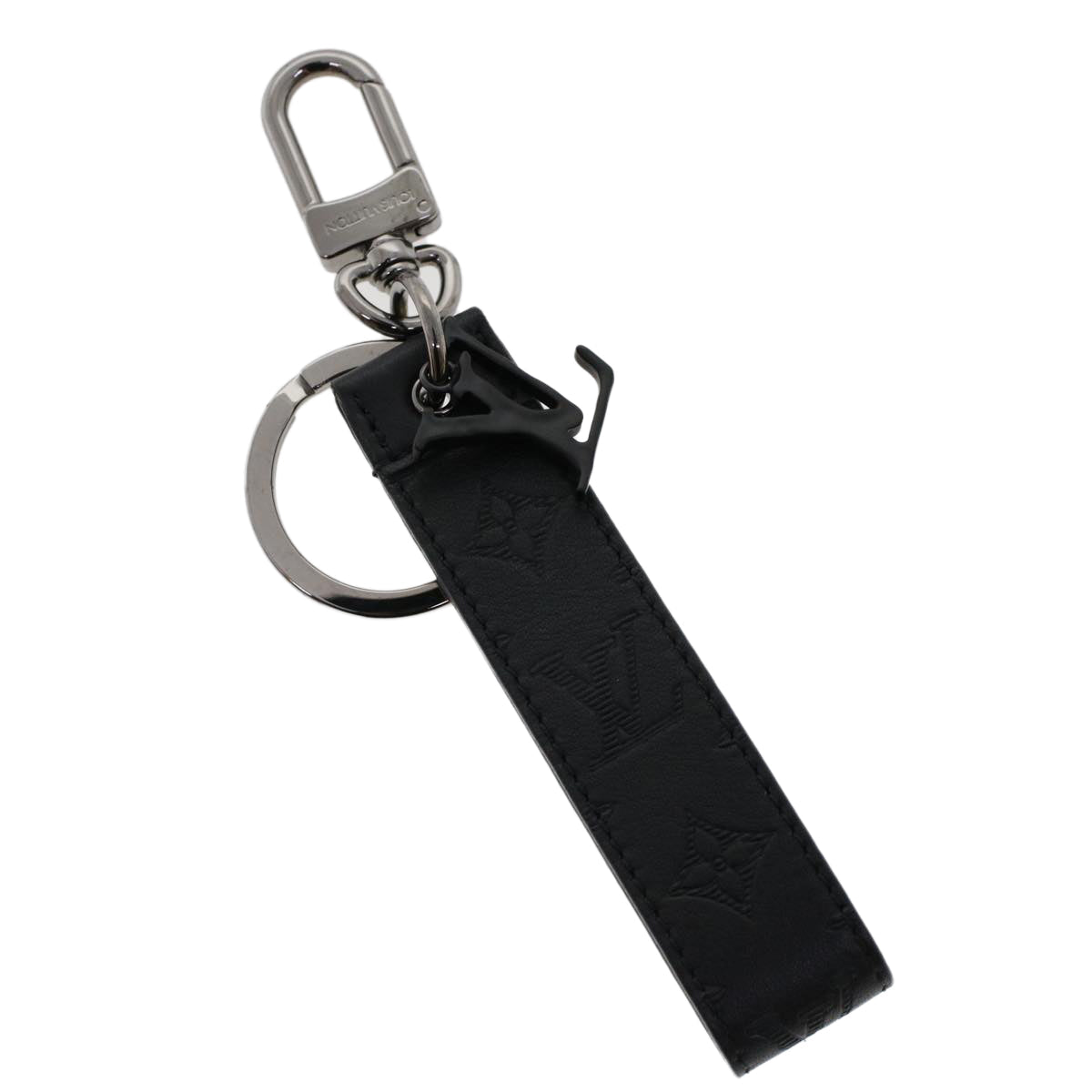 LOUIS VUITTON Monogram Shadow Porte Cles Dragonne Key Ring Black M68675 ac1982