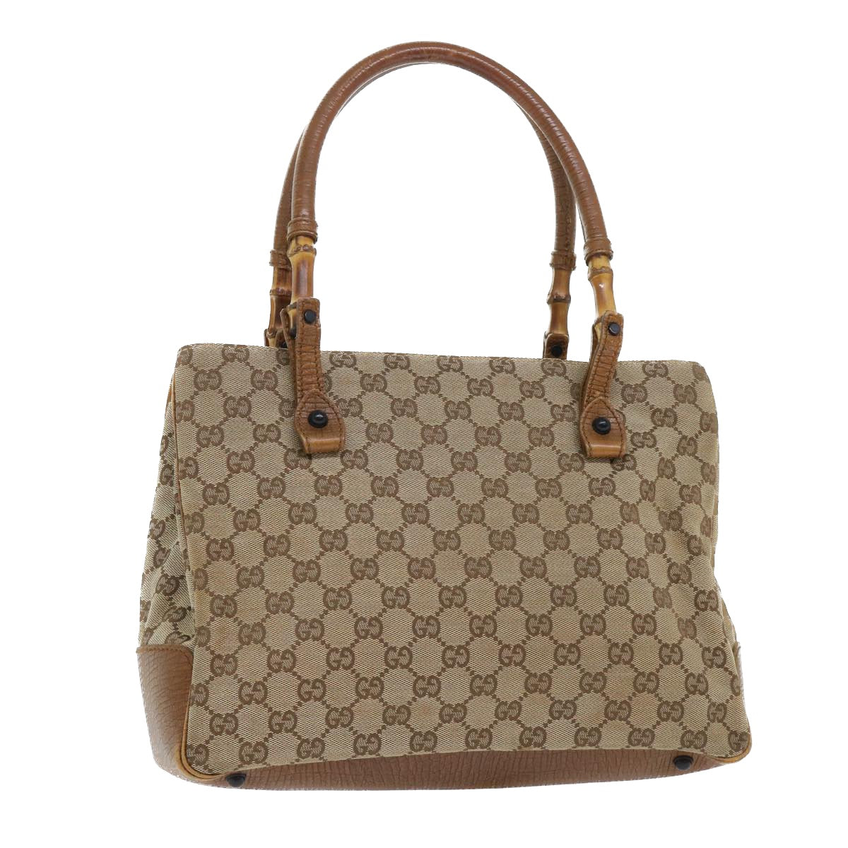 Luxury Gucci GG Canvas Bamboo Shoulder Bag Canvas Leather Black 112526  ac2174