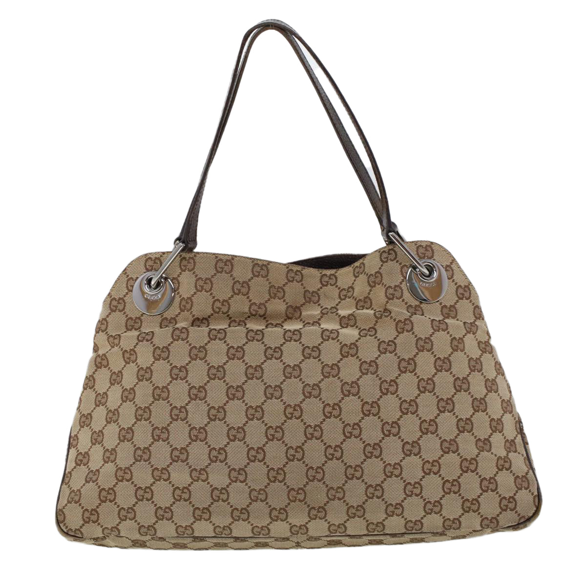 Luxury Gucci GG Canvas Hand Bag Canvas Leather Beige Brown 121023  ac2176