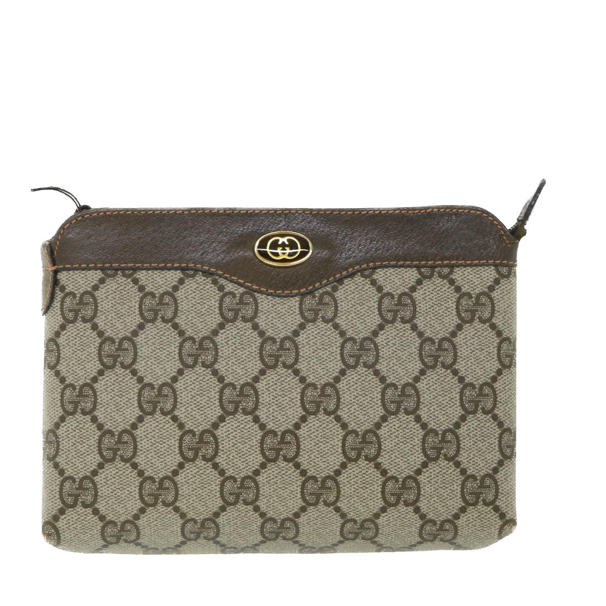 Luxury Gucci GG Canvas Pouch PVC Leather Beige 89 01 020  ac2194