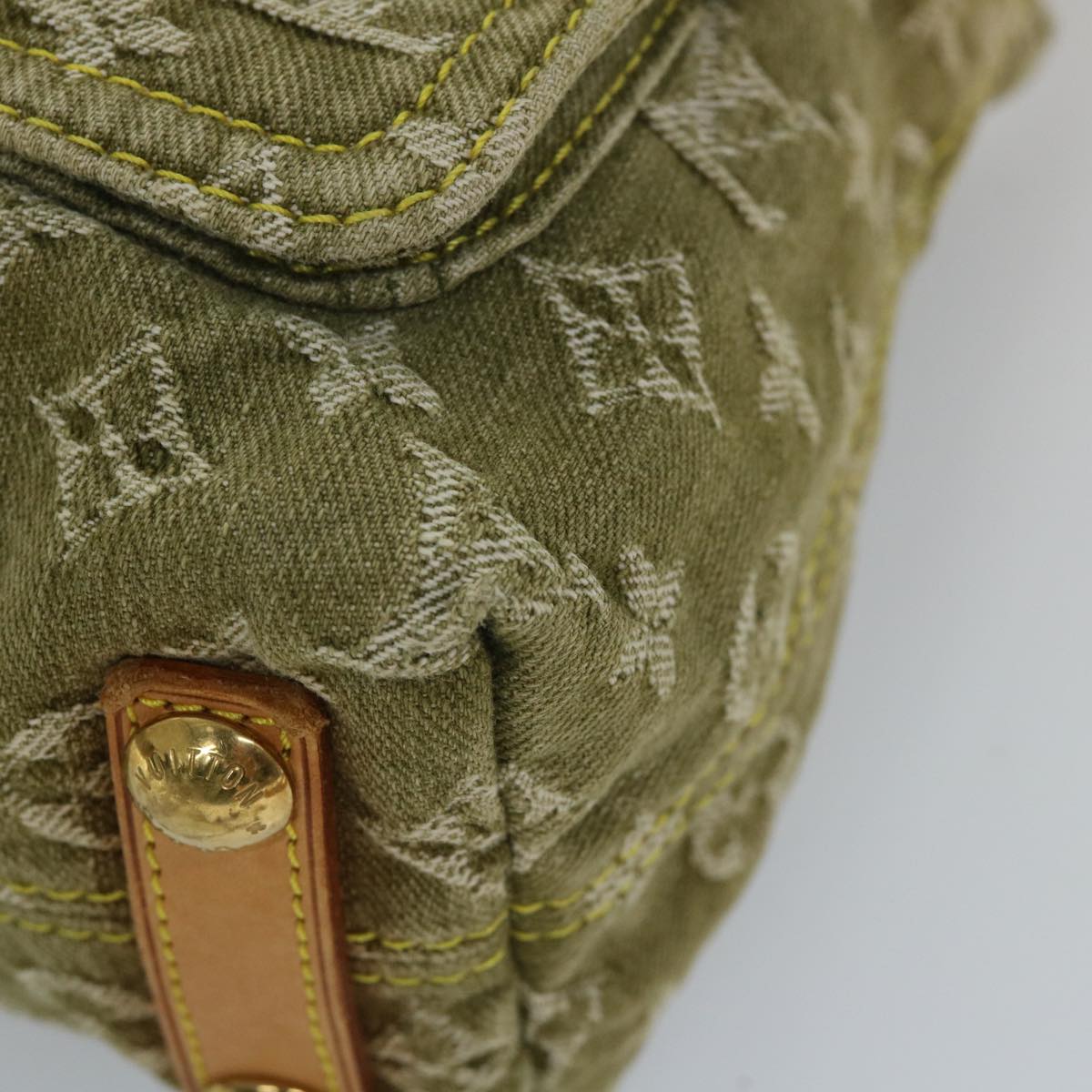 LOUIS VUITTON Monogram Denim Buggy PM Hand Bag Khaki M95213 LV ac2340