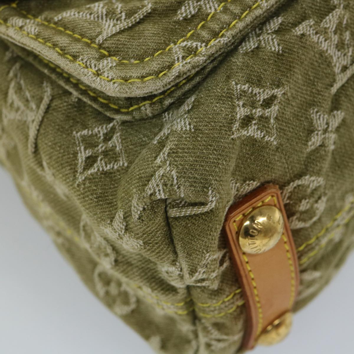 LOUIS VUITTON Monogram Denim Buggy PM Hand Bag Khaki M95213 LV ac2340