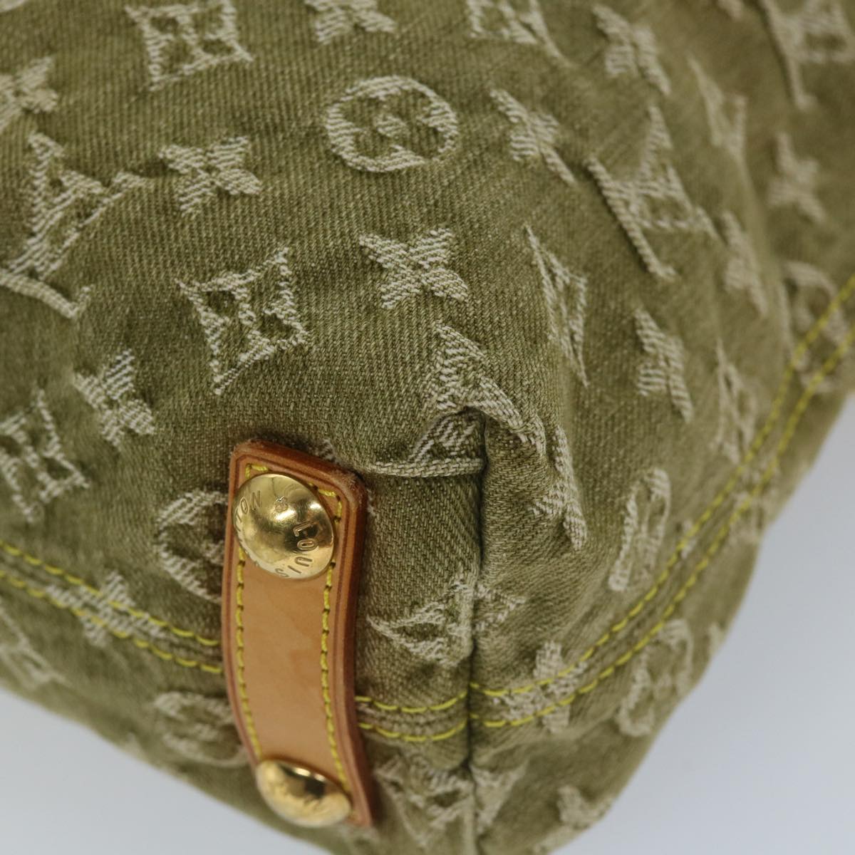 LOUIS VUITTON Monogram Denim Buggy PM Hand Bag Khaki M95213 LV ac2340
