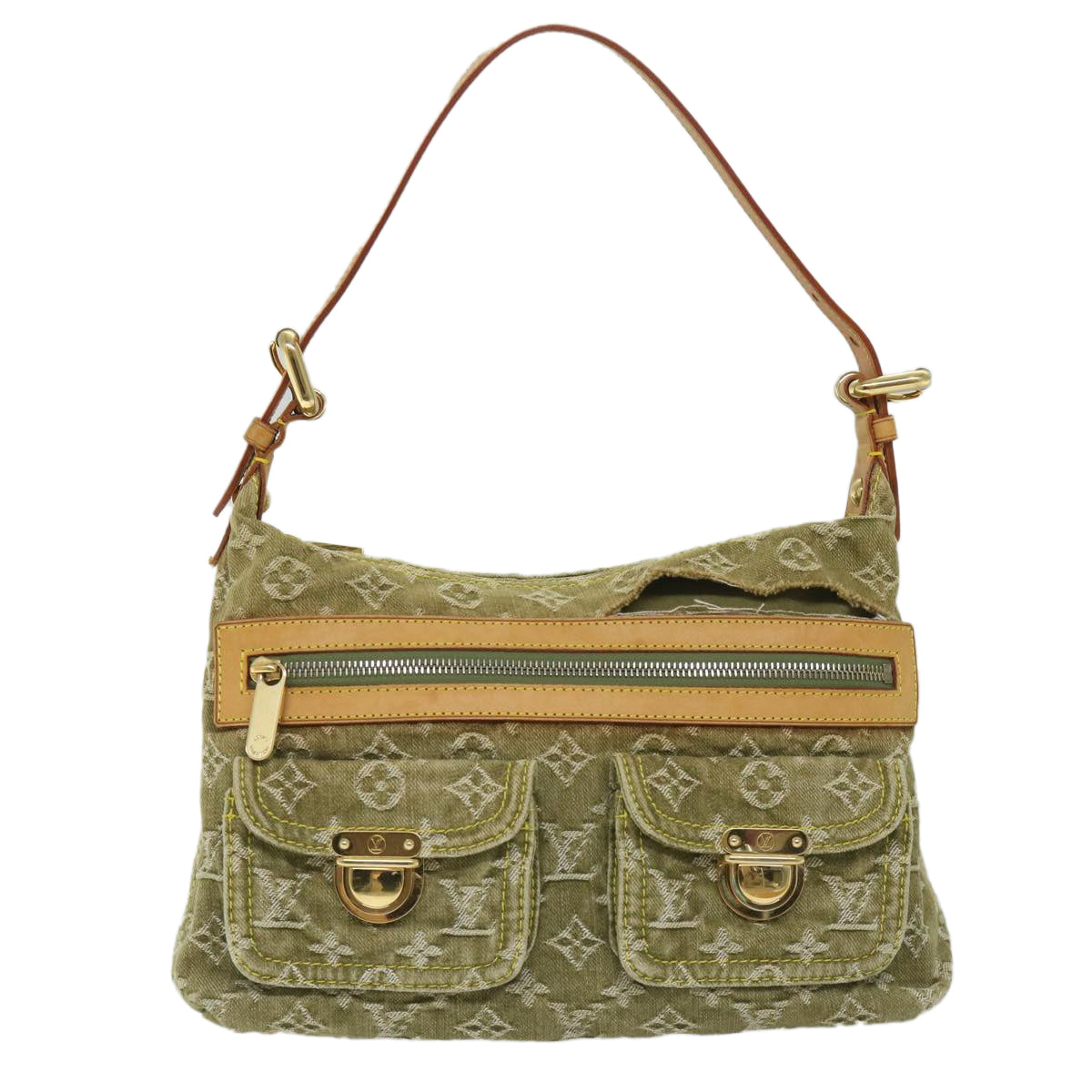 LOUIS VUITTON Monogram Denim Buggy PM Hand Bag Khaki M95213 LV ac2340