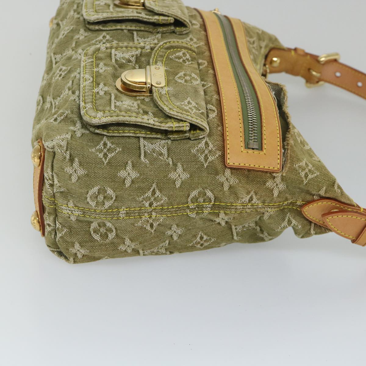 LOUIS VUITTON Monogram Denim Buggy PM Hand Bag Khaki M95213 LV ac2340