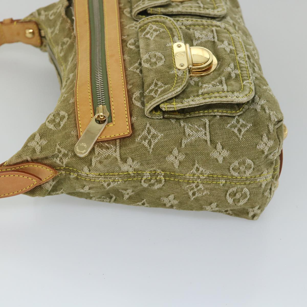 LOUIS VUITTON Monogram Denim Buggy PM Hand Bag Khaki M95213 LV ac2340