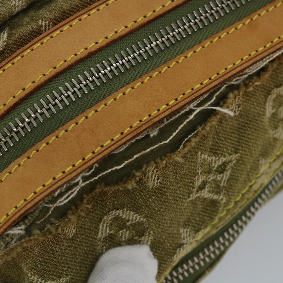 LOUIS VUITTON Monogram Denim Buggy PM Hand Bag Khaki M95213 LV ac2340