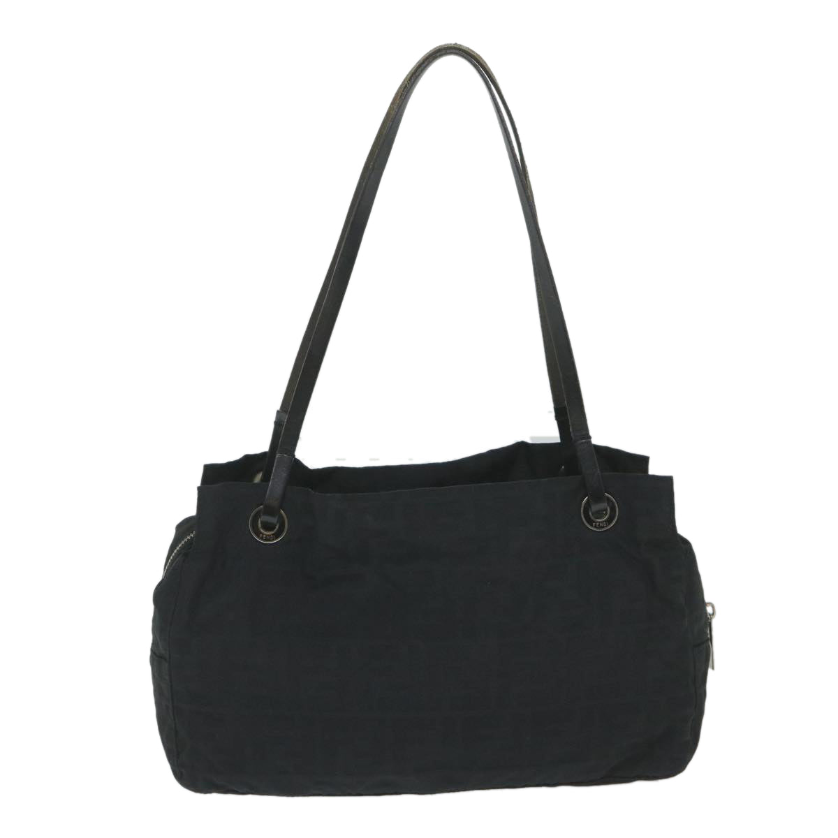 Luxury FendiZucca Canvas Tote Bag Nylon Leather Blackac2414