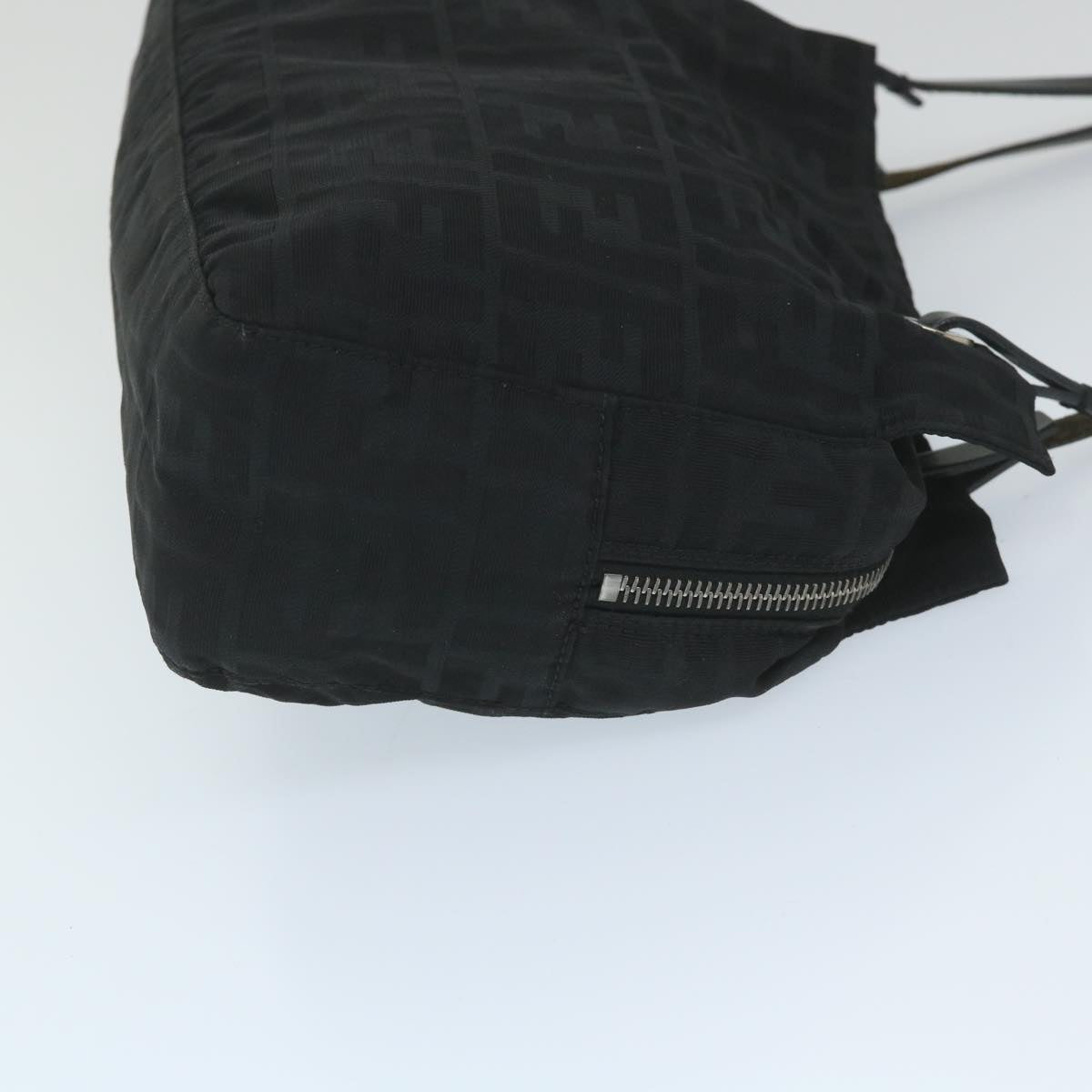Luxury FendiZucca Canvas Tote Bag Nylon Leather Blackac2414