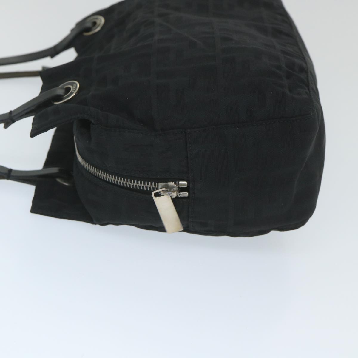 Luxury FendiZucca Canvas Tote Bag Nylon Leather Blackac2414