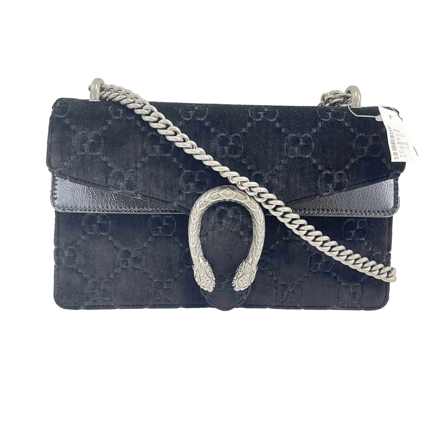 Luxury Gucci - NEW Black / Silver Velvet Embossed GG Dionysus Small Shoulder Bag