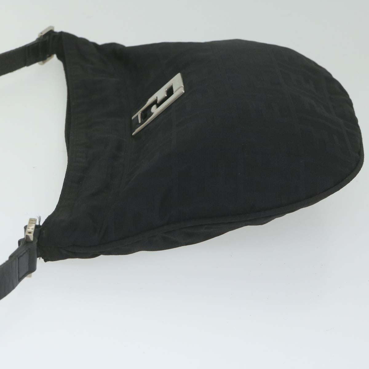 Luxury FendiZucca Canvas Shoulder Bag Blackac2516