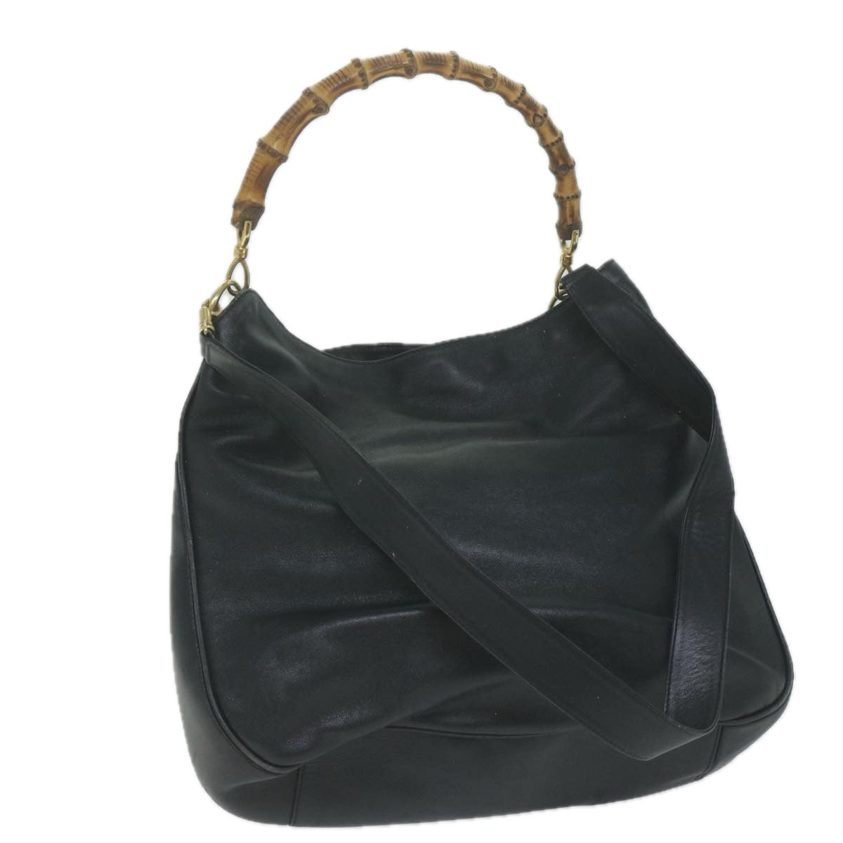 GUCCI Bamboo Shoulder Bag Leather 2way Black  ac2540