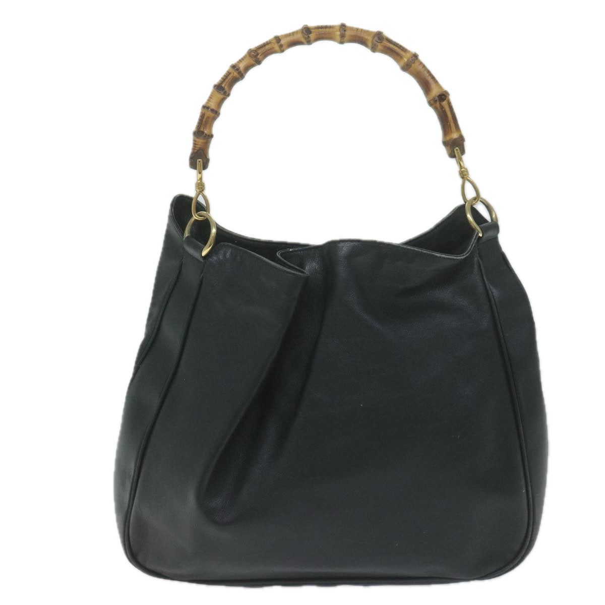 GUCCI Bamboo Shoulder Bag Leather 2way Black  ac2540