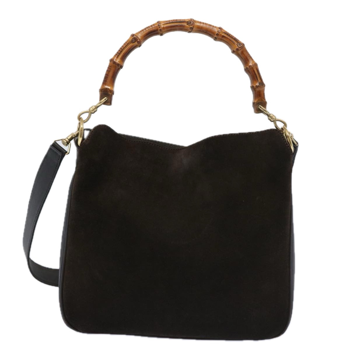 GUCCI Bamboo Shoulder Bag Suede 2way Brown 001 1705 1638  ac2611