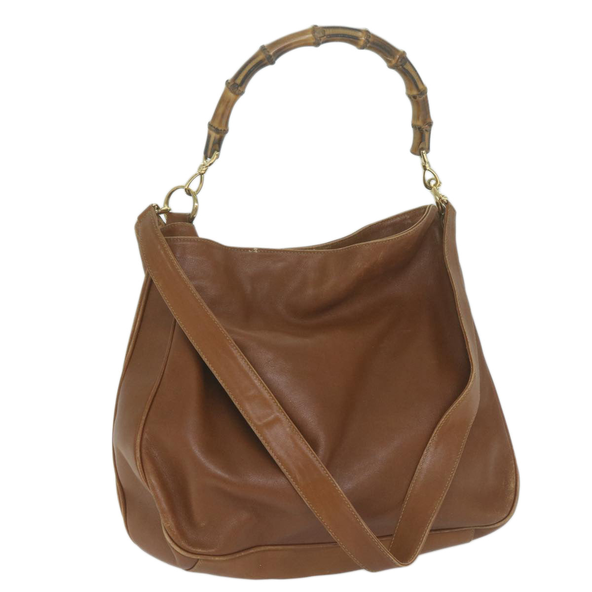 GUCCI Bamboo Shoulder Bag Leather 2way Brown 001 1781 1577  ac2629