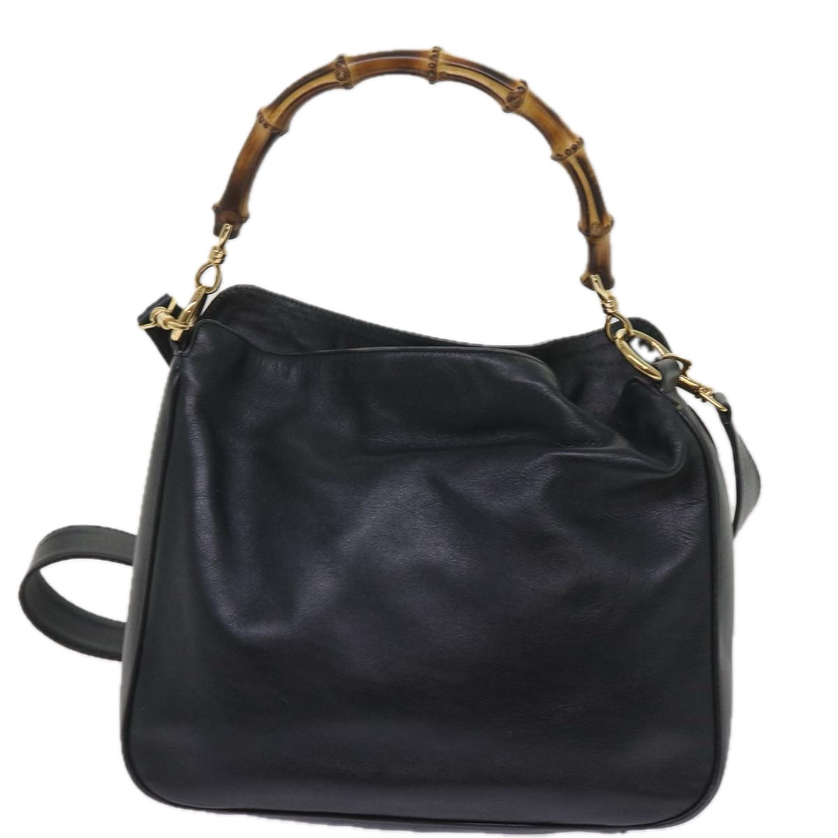 GUCCI Bamboo Shoulder Bag Leather 2way Black 001 0156 1638  ac2630
