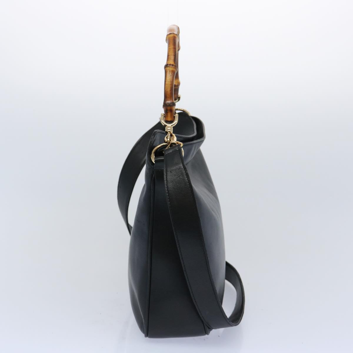 GUCCI Bamboo Shoulder Bag Leather 2way Black 001 0166 1638  ac2631