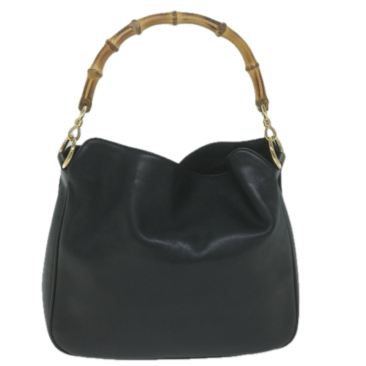 GUCCI Bamboo Shoulder Bag Leather 2way Black 001 1688 2058  ac2636