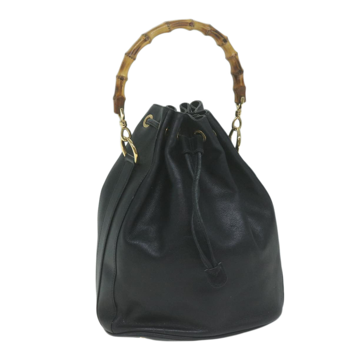 GUCCI Bamboo Hand Bag Leather Black 001 3754 1657  ac2644