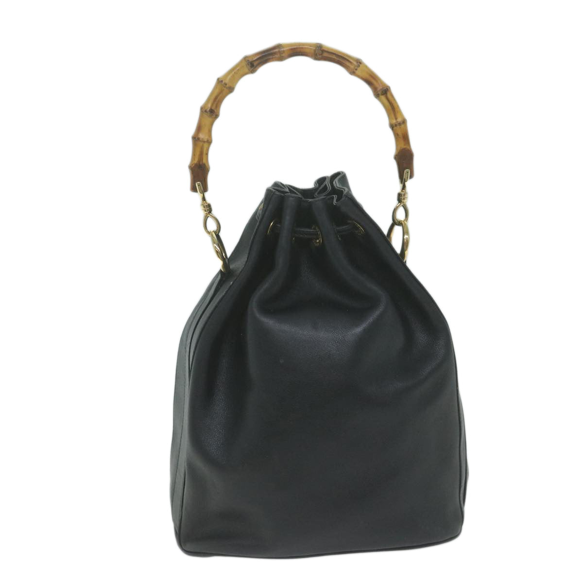 GUCCI Bamboo Hand Bag Leather Black 001 3754 1657  ac2644