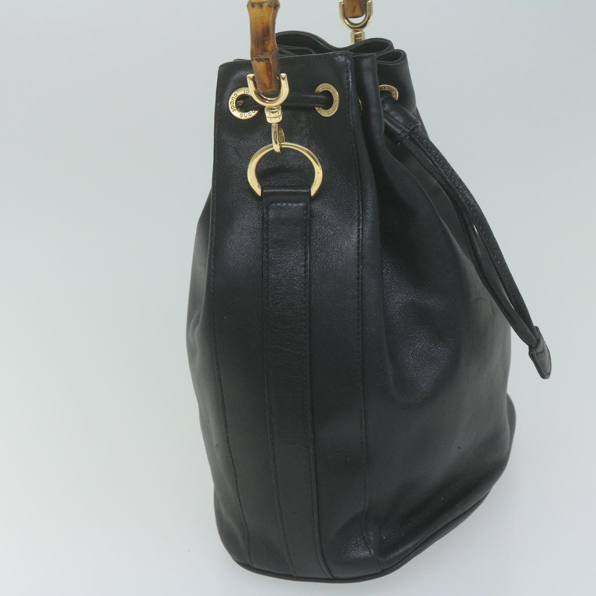 GUCCI Bamboo Hand Bag Leather Black 001 3754 1657  ac2644