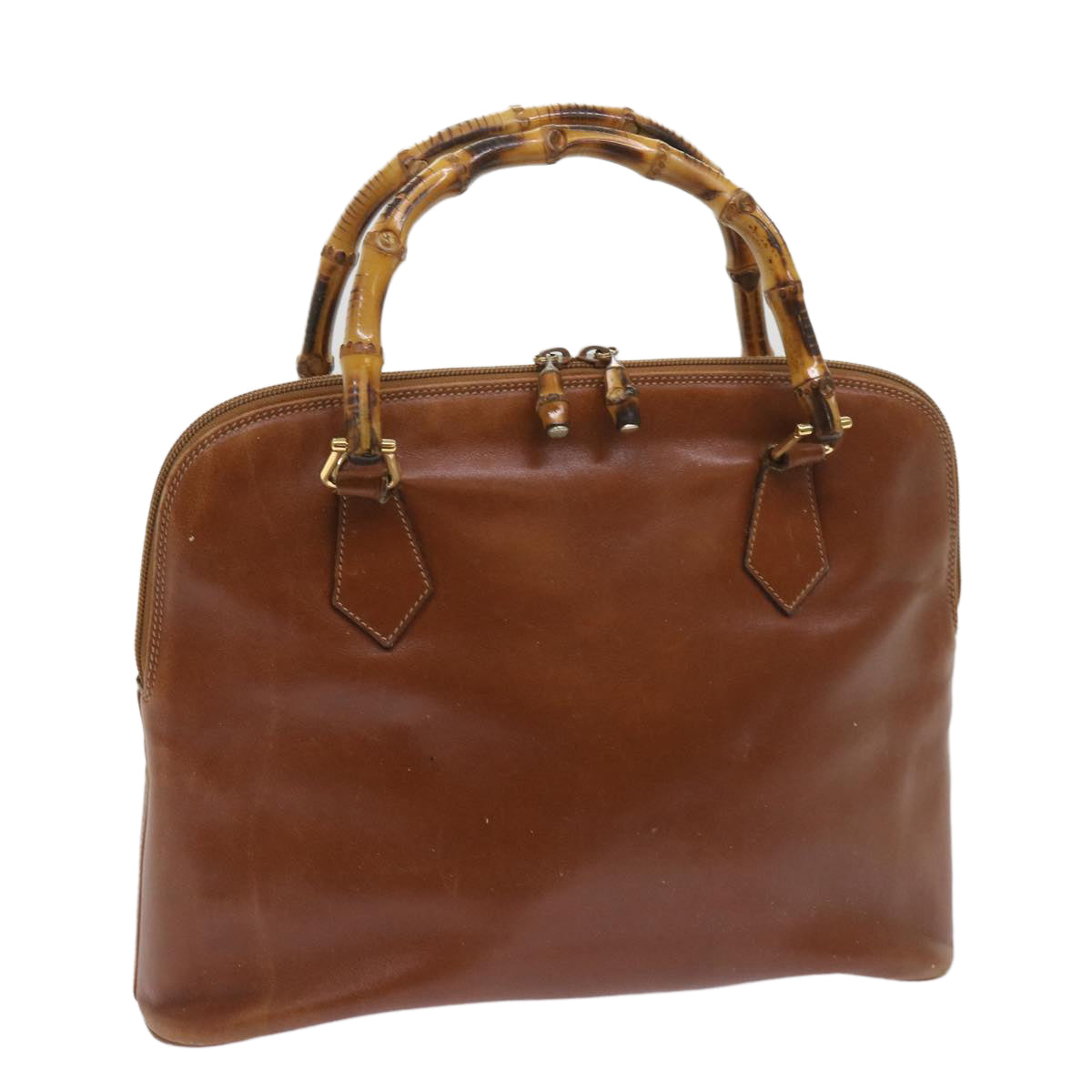 GUCCI Bamboo Hand Bag Leather Brown  ac2689