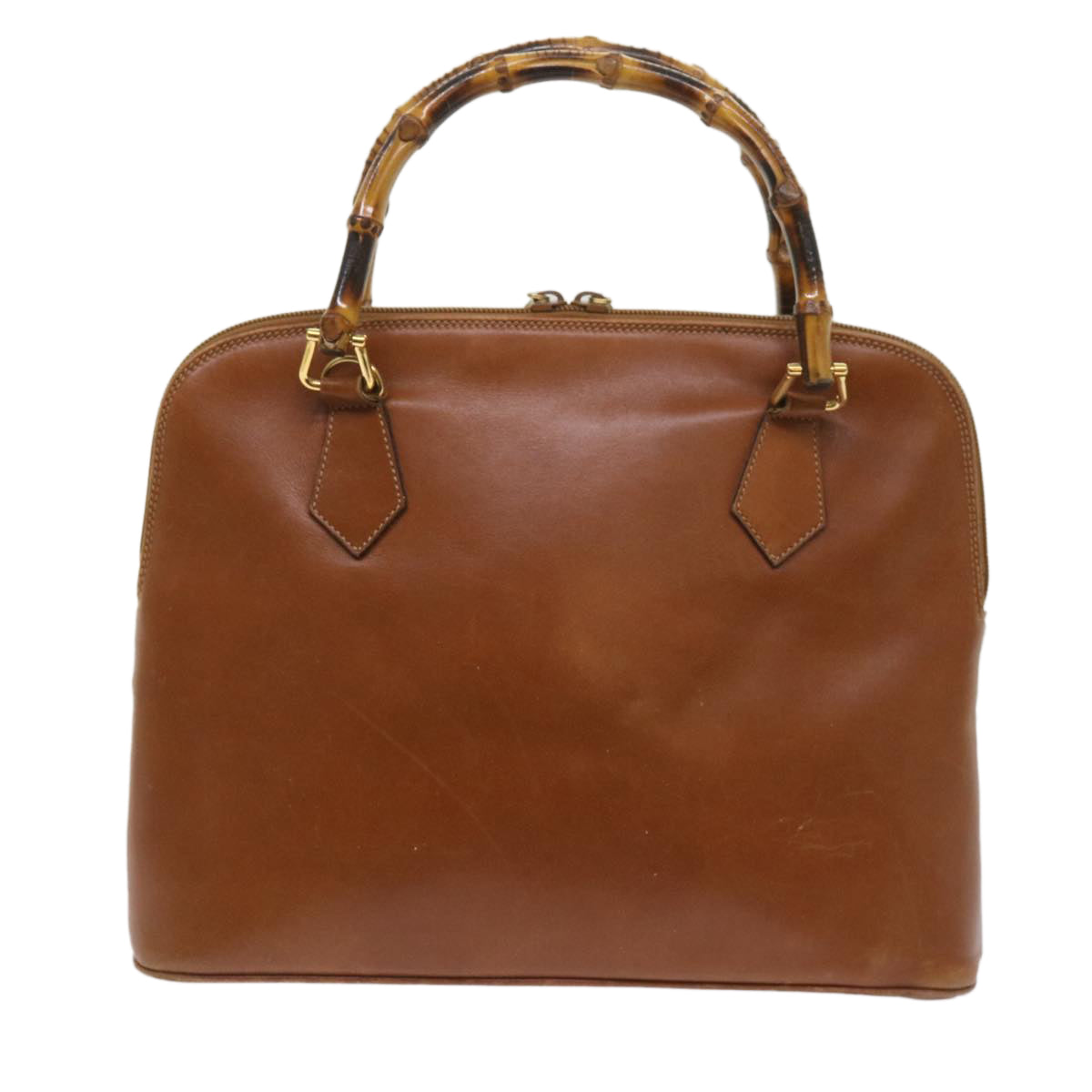GUCCI Bamboo Hand Bag Leather Brown  ac2689