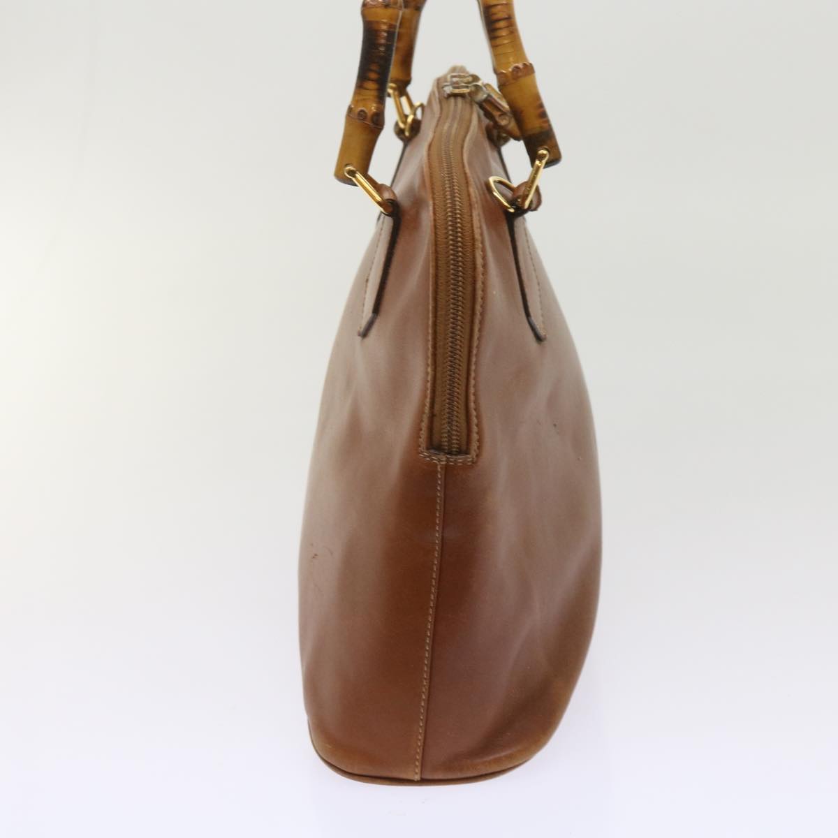 GUCCI Bamboo Hand Bag Leather Brown  ac2689