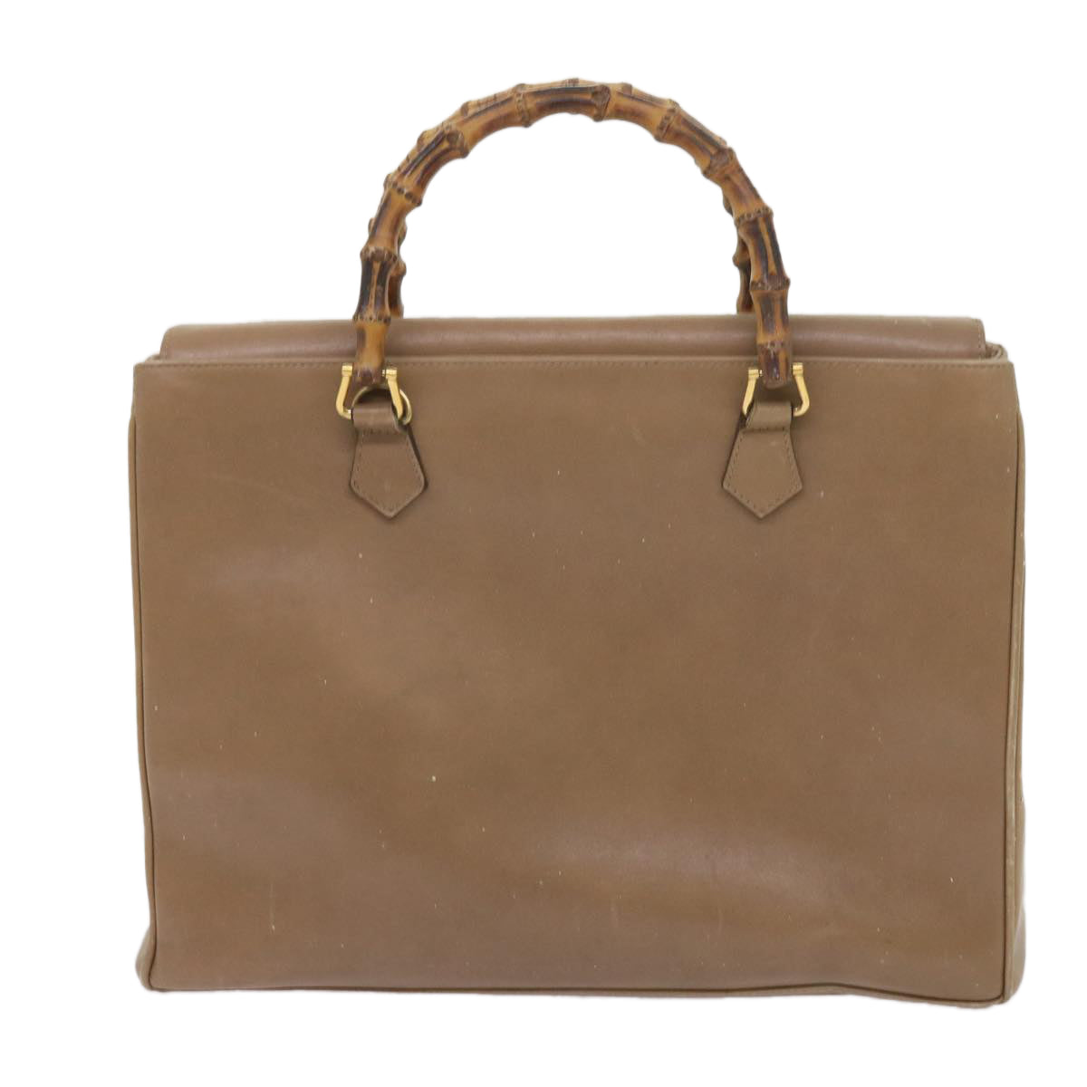 GUCCI Bamboo Hand Bag Leather 2way Beige  ac2690