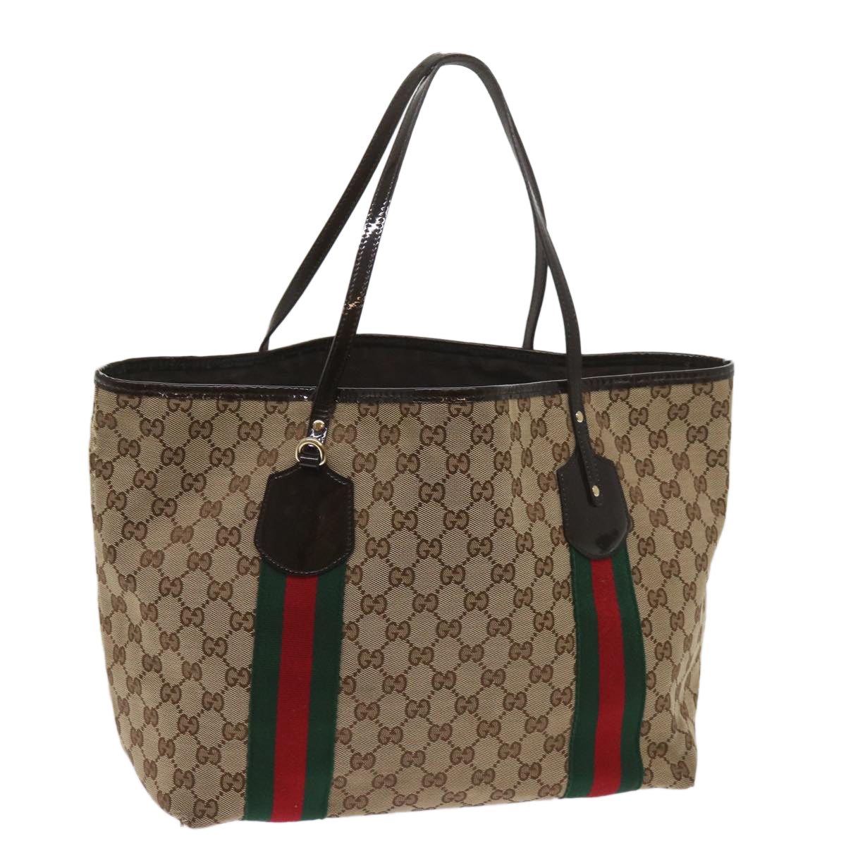 GUCCI GG Canvas Web Sherry Line Tote Bag Beige Green Red 211970  ac2718