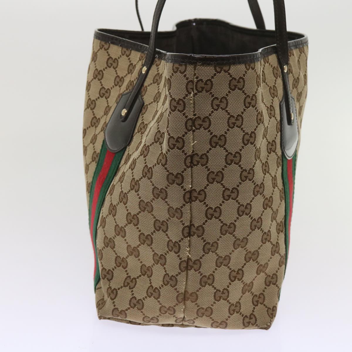 GUCCI GG Canvas Web Sherry Line Tote Bag Beige Green Red 211970  ac2718