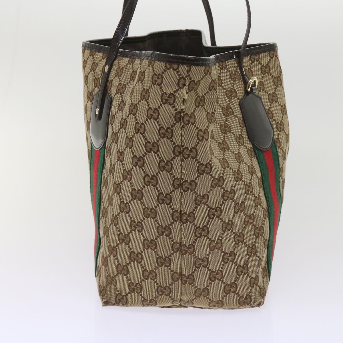 GUCCI GG Canvas Web Sherry Line Tote Bag Beige Green Red 211970  ac2718