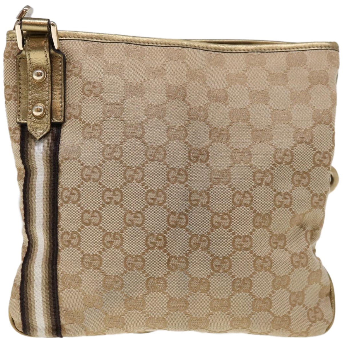 GUCCI GG Canvas Sherry Line Shoulder Bag Beige Black Brown 144388  ac2767