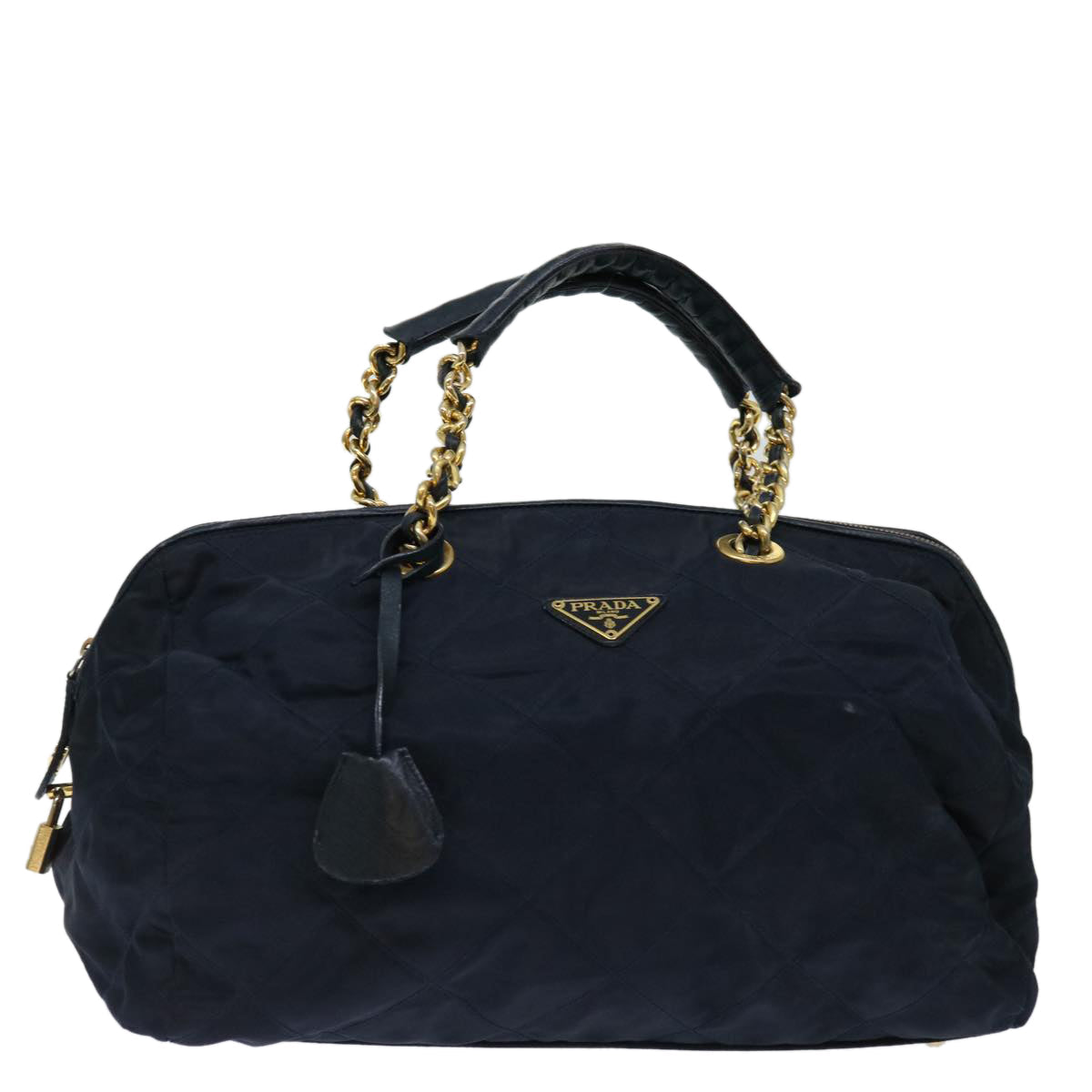 Luxury PradaQuilted Hand Bag Nylon Navy ac2871