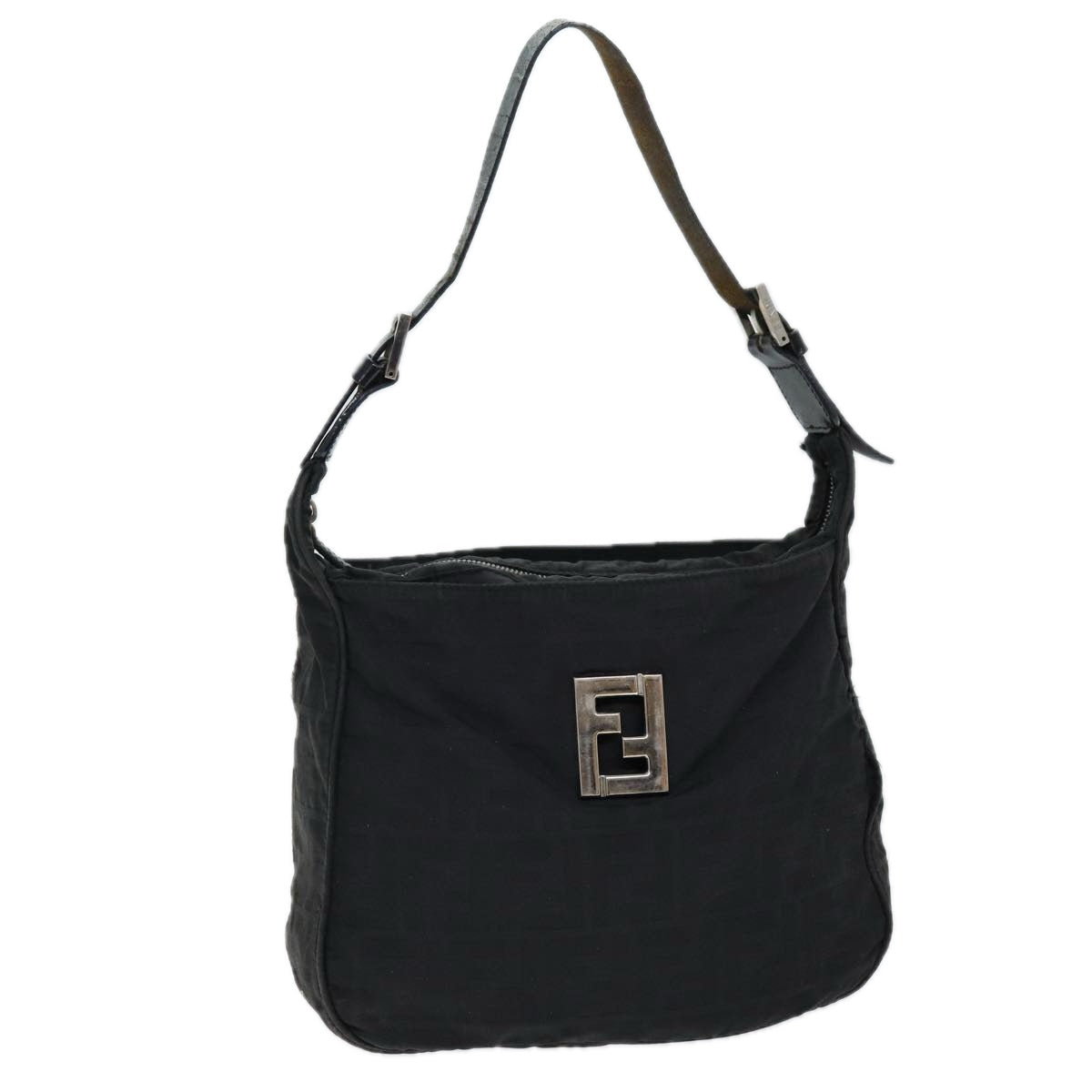 Luxury Fendi Zucca Canvas Shoulder Bag Nylon Blackac2989