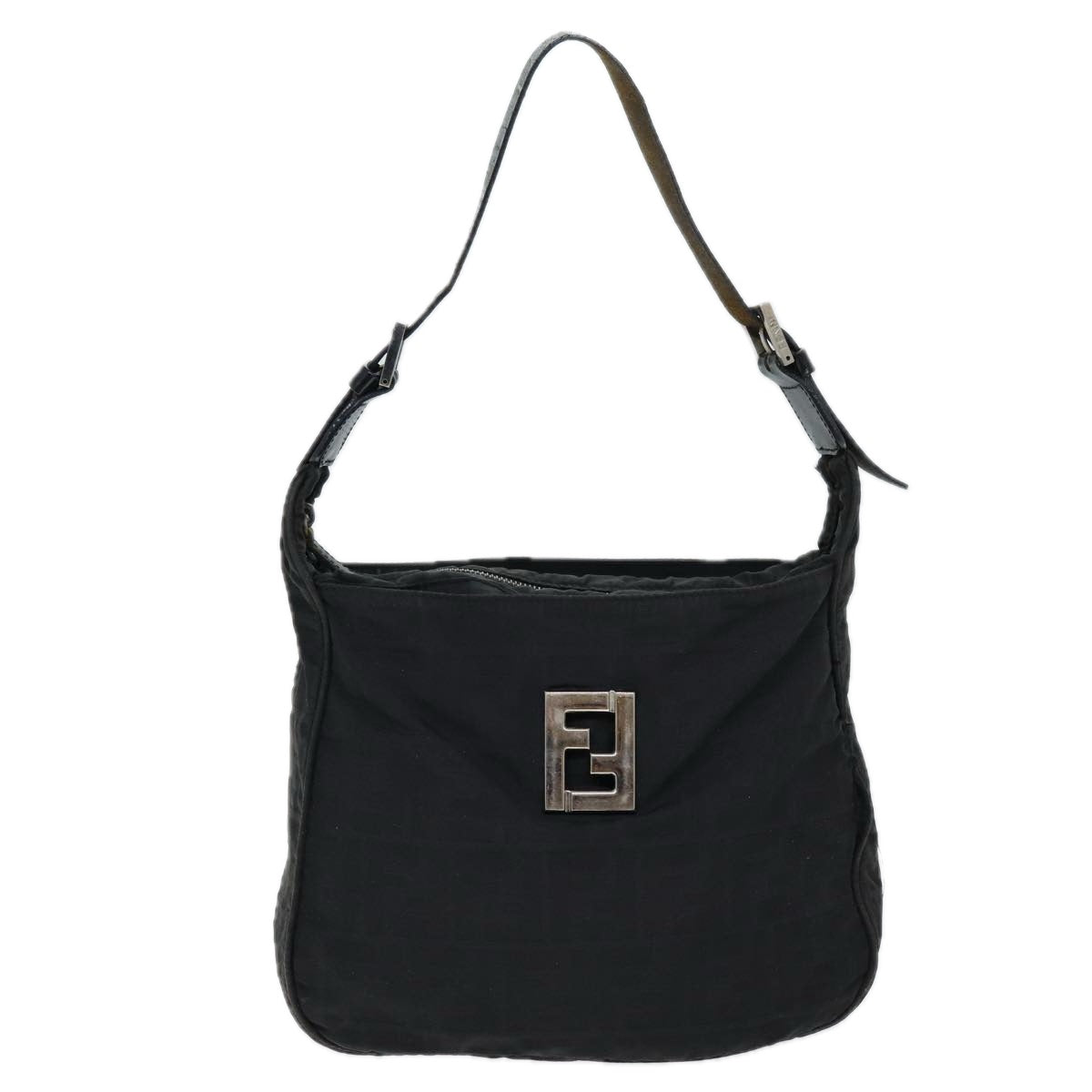 Luxury Fendi Zucca Canvas Shoulder Bag Nylon Blackac2989