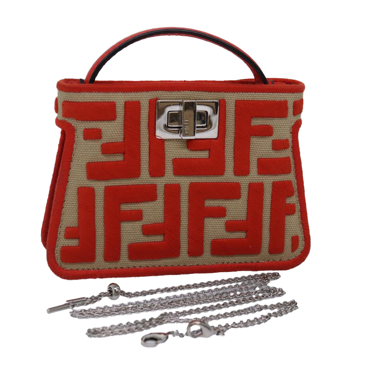 Luxury Fendi Zucca Canvas Peek A Boo Pouch Orangeac3028