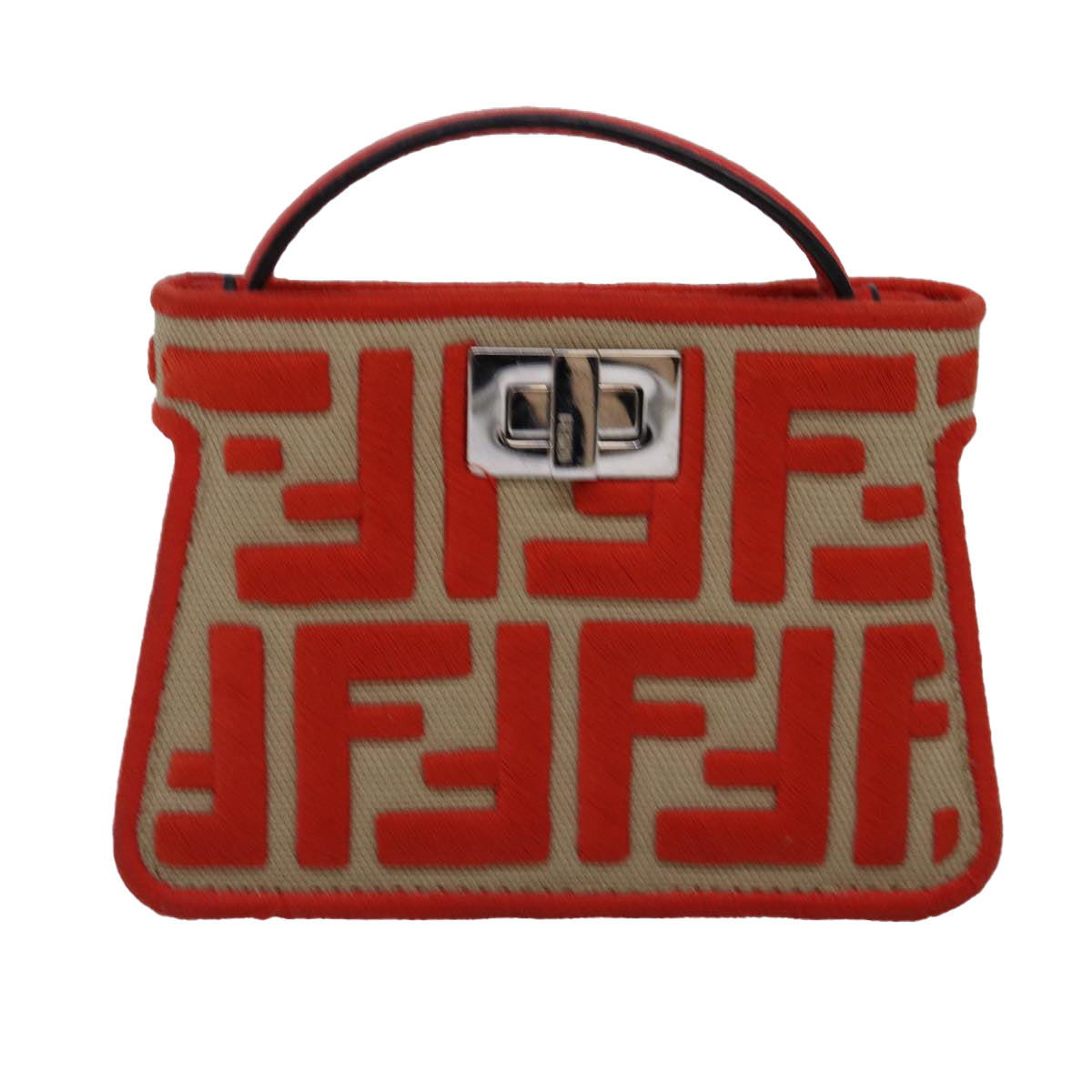 Luxury Fendi Zucca Canvas Peek A Boo Pouch Orangeac3028