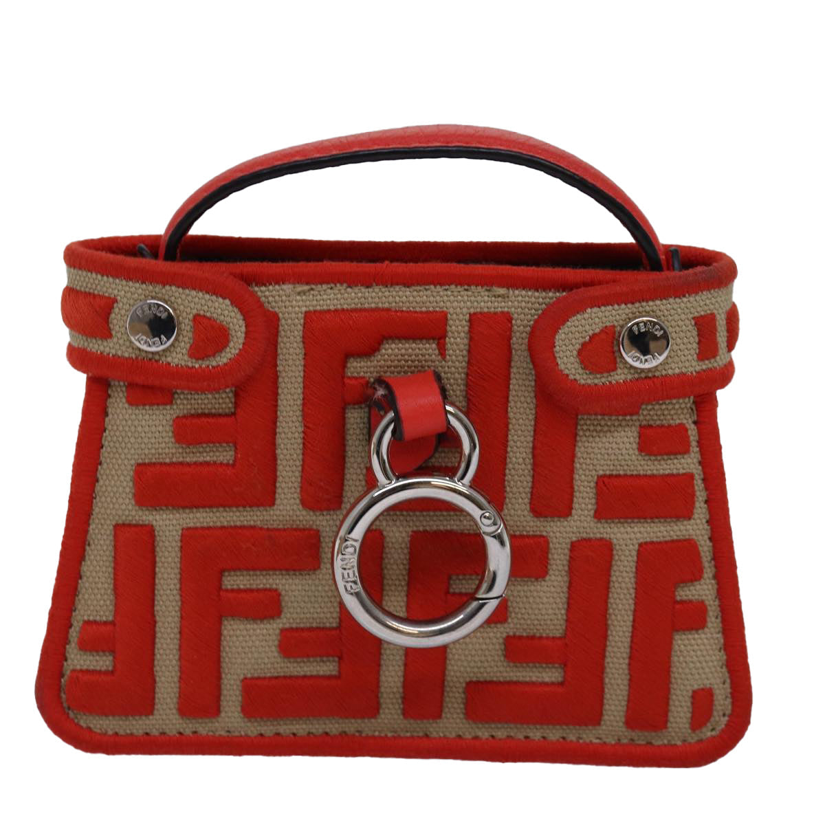 Luxury Fendi Zucca Canvas Peek A Boo Pouch Orangeac3028