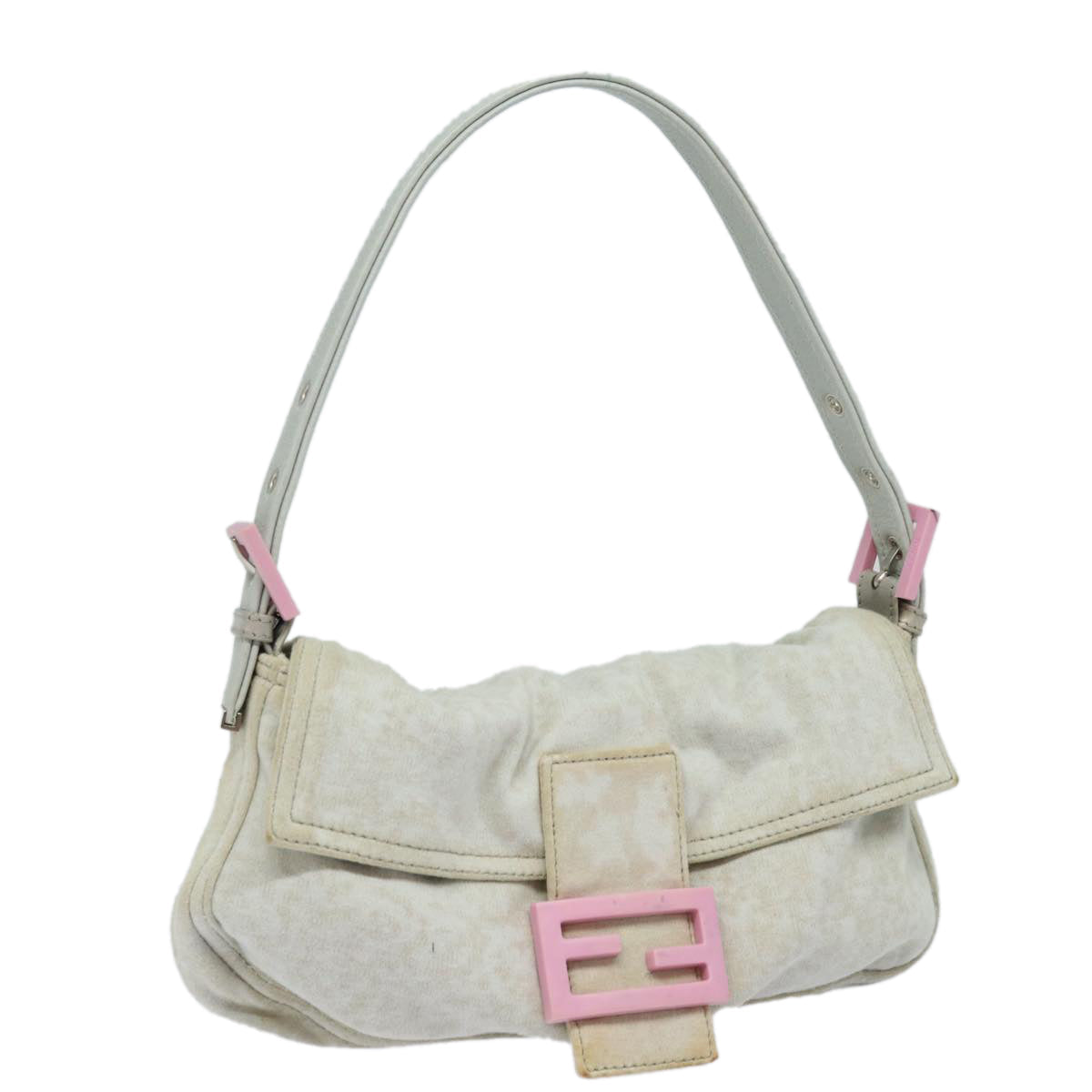 Luxury Fendi Mamma Baguette Shoulder Bag Nylon Grayac3139